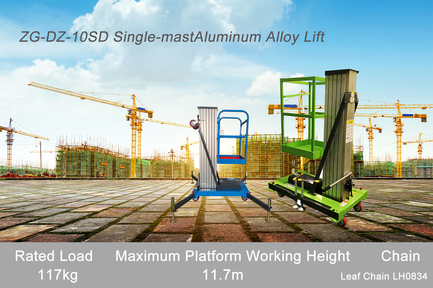 Elevador aluminio monomástil MYZG ZG-DZ-10SD