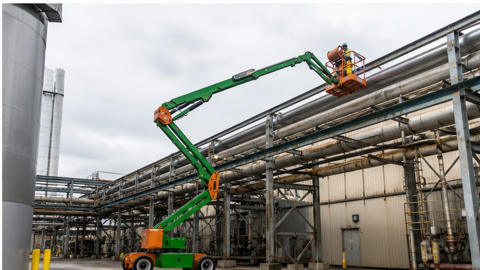 Articulating Boom Lift Case: Reaching Factory Maintenance Points Behind Pipe Racks