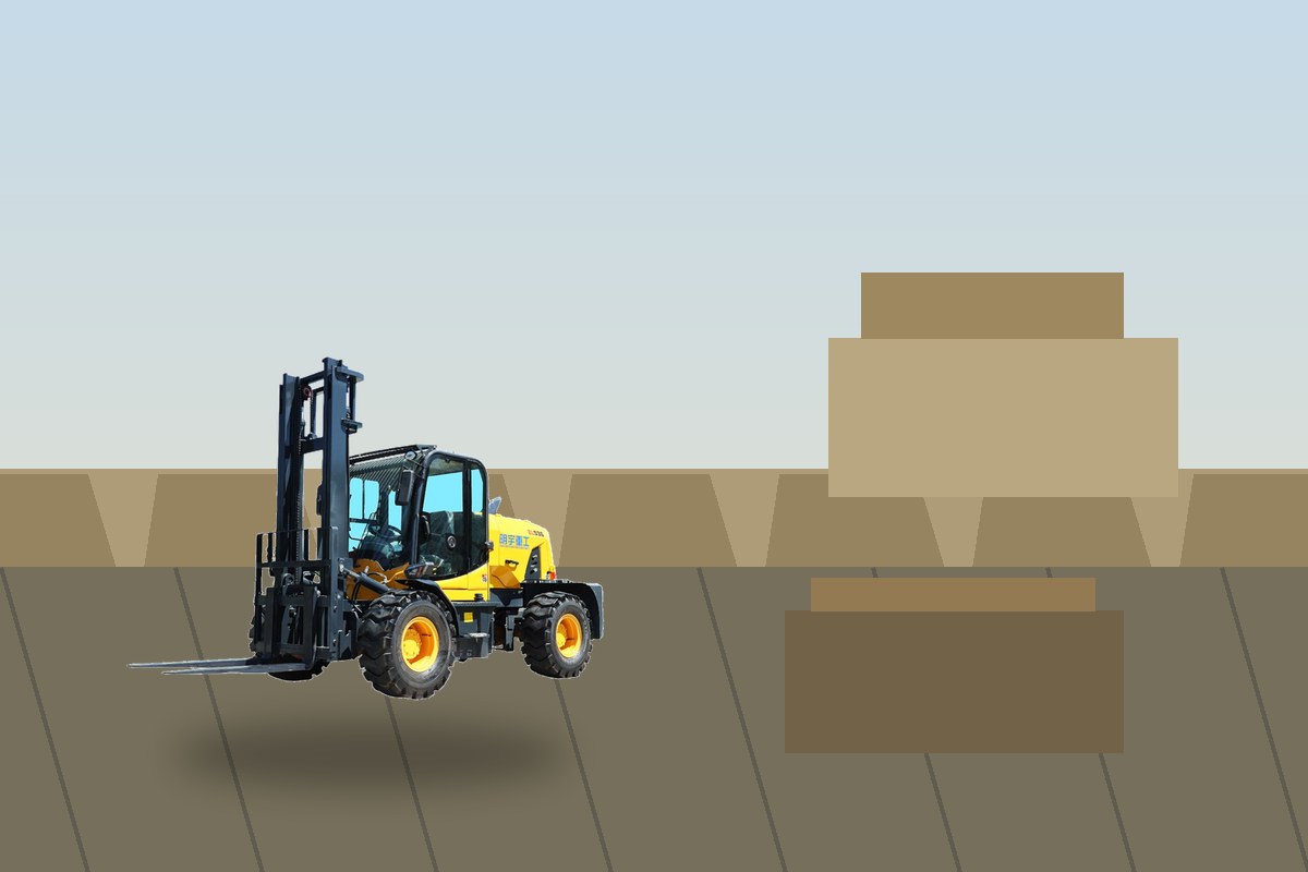 Rear Steering Rough Terrain Forklift Case: Turning in Muddy Farm Yards