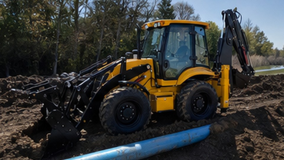How Should Backhoe Loader Stabilizers Be Set on Uneven Ground?