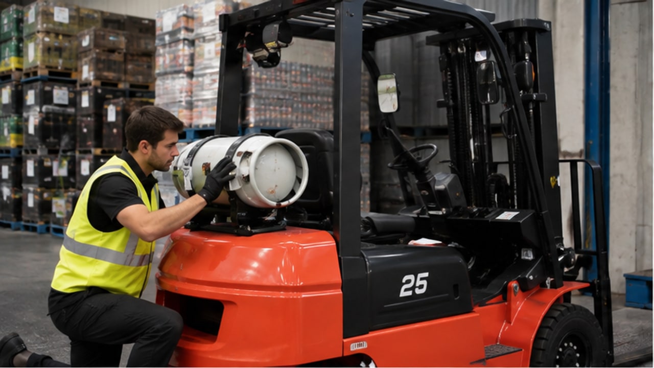 Which LPG Cylinder Size and Mounting Setup Fits a Two-Shift Forklift Fleet?