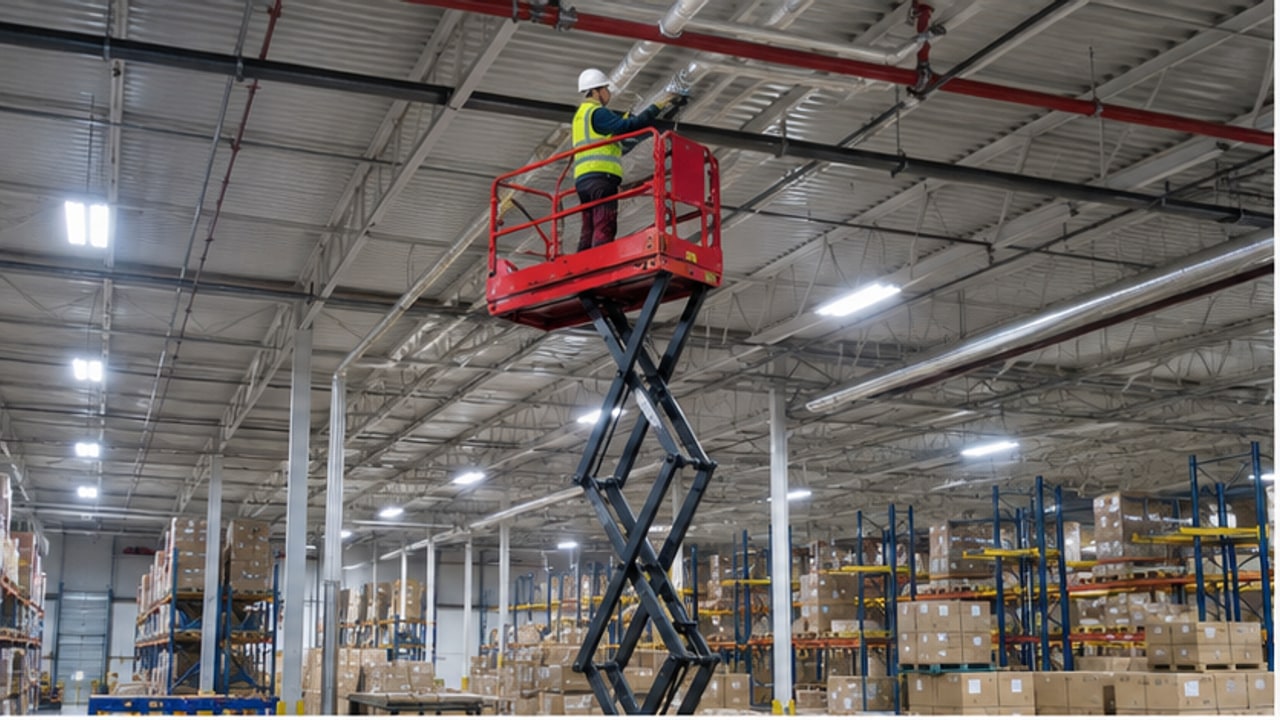 Aerial Platform Case: Inspecting Warehouse Sprinklers Above Active Aisles
