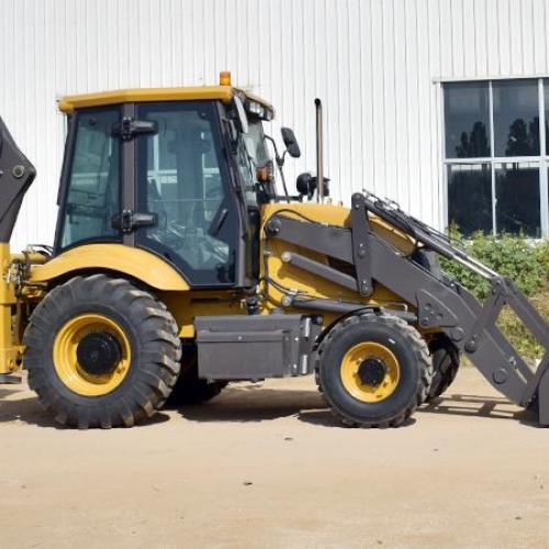 What is the standard digging depth of a typical backhoe loader?