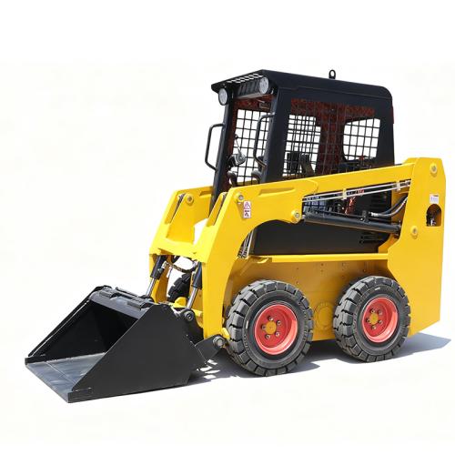 Carregadora compacta de direção deslizante JC25 com motor Kubota para aplicações versáteis de manuseamento de materiais.